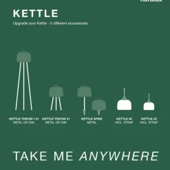 LED tafellamp Kettle Tripod hout, kap 36cm