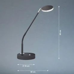 LED tafellamp Lunia, dimbaar, zandzwart