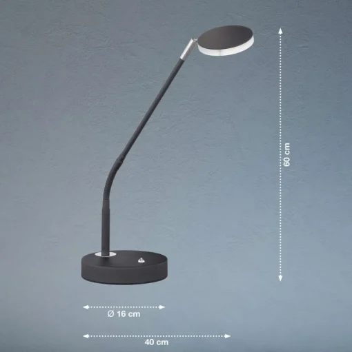 LED tafellamp Lunia, dimbaar, zandzwart