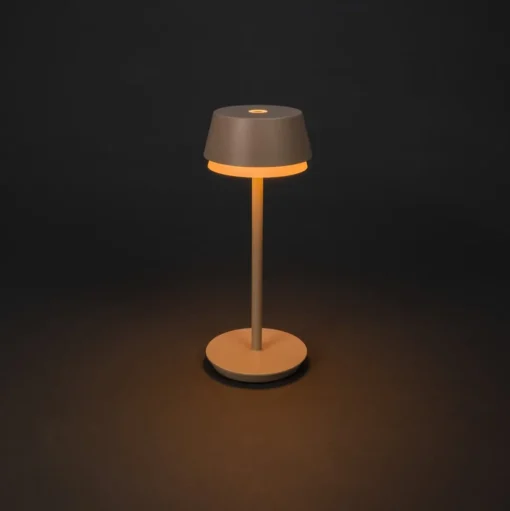 LED tafellamp Lyon, zandkleurig, IP54, dimmer, CCT, RGB