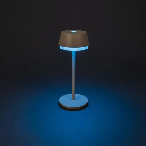 LED tafellamp Lyon, zandkleurig, IP54, dimmer, CCT, RGB