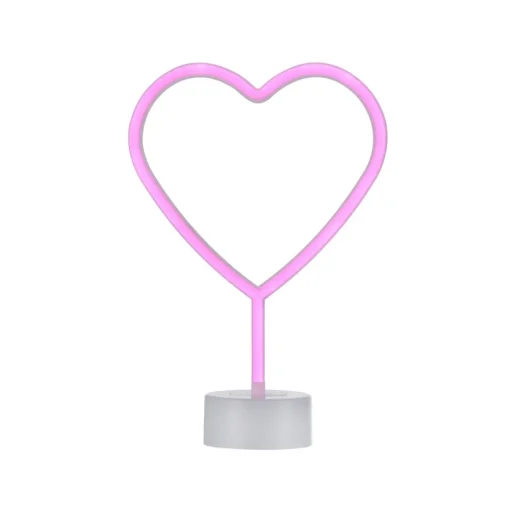 LED tafellamp Neon Hart, op batterijen