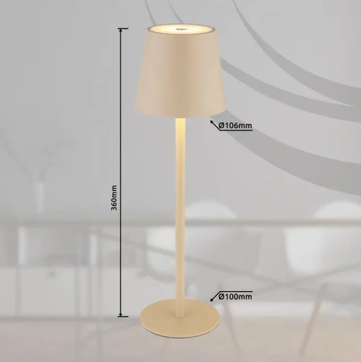 LED tafellamp op accu Vannie, zandkleurig, hoogte 36 cm, IP44