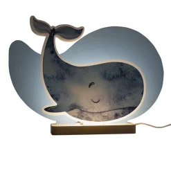 LED tafellamp Paul Pottwal, blauw, hout, 3000 K, dimbaar