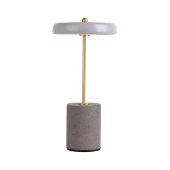 LED tafellamp Seta, accu, cement, kap grijs