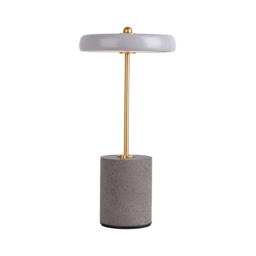 LED tafellamp Seta, accu, cement, kap grijs