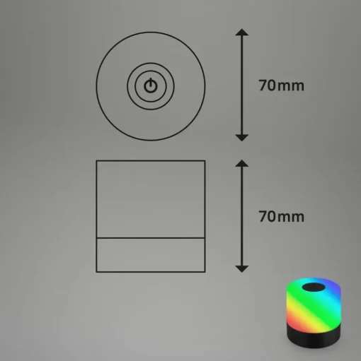 LED tafellamp Smal, zwart, RGBW, kunststof, 7 cm