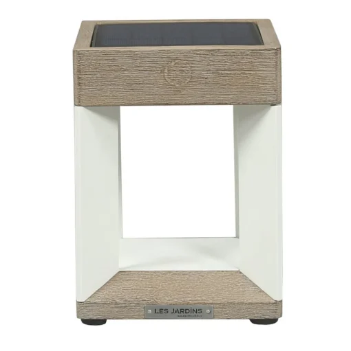 LED tafellamp solar Teckalu, wit/licht hout