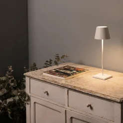 LED tafellamp Toc met USB-lader, IP54, wit