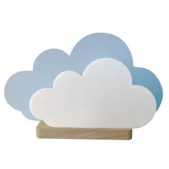 LED tafellamp Wölkchen, blauw, hout, 3000 K, dimbaar