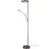 LED uplighter Barrie met leeslampje antiek messing