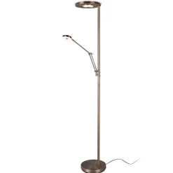 LED uplighter Barrie met leeslampje antiek messing
