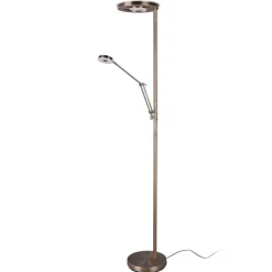 LED uplighter Barrie met leeslampje antiek messing
