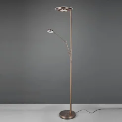 LED uplighter Barrie met leeslampje antiek messing