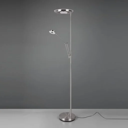 LED uplighter Barrie met leeslampje mat nikkel