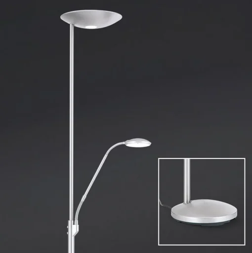 LED uplighter Cobra met leeslamp nikkel