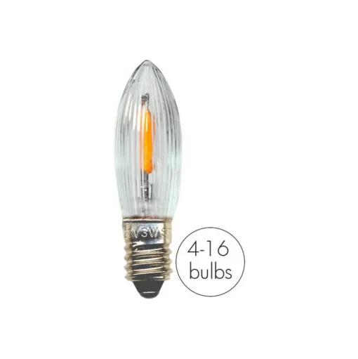 LED vervangingslamp kaars E10 0.5W helder 14-55VAC/DC 7xset