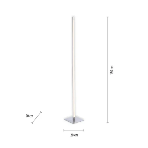 LED vloerlamp Bella, recht, hoekige voet, staal