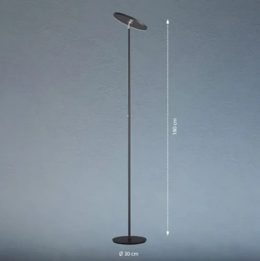 LED vloerlamp Bever, zwart, metaal, CCT, dimbaar, 180 cm