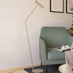 LED vloerlamp Caminia, hoogte 158,5 cm, zandkleurig, staal