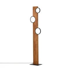 LED vloerlamp Cheesy van hout, 3-lamps