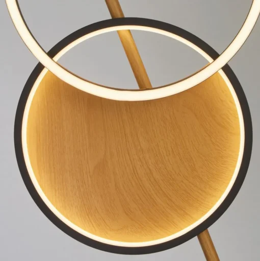 LED vloerlamp Curio, houtlook