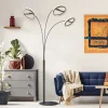 LED vloerlamp Della, hoogte 190 cm, zwart/donkergrijs, 3-lamps.