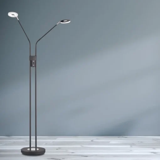 LED vloerlamp Dent, dimbaar, CCT, 2 x 6W zwart