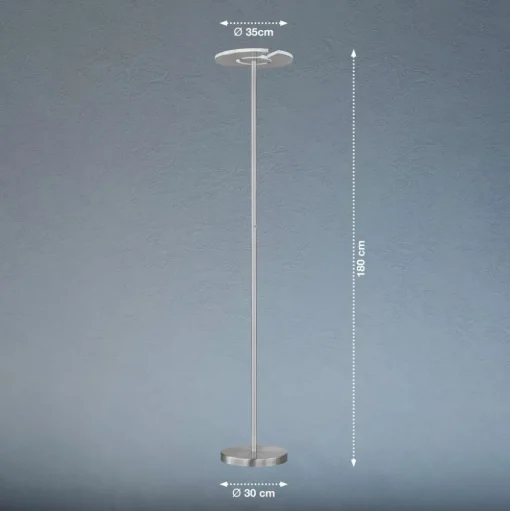 LED vloerlamp Dent, mat nikkel/chroom, 180 cm, CCT, 1-lamp.