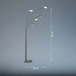 LED vloerlamp Dent, zwart, 225 cm, metaal, CCT, 5-lamps.