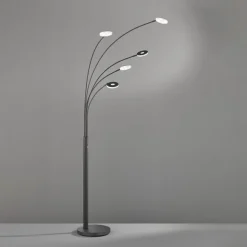 LED vloerlamp Dent, zwart, 225 cm, metaal, CCT, 5-lamps.