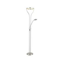 LED vloerlamp Ebro, hoogte 194 cm, nikkelkleurig, 2-lamps.