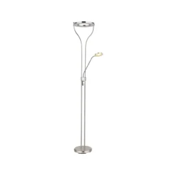 LED vloerlamp Ebro, hoogte 194 cm, nikkelkleurig, 2-lamps.