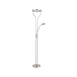 LED vloerlamp Ebro, hoogte 194 cm, nikkelkleurig, 2-lamps.