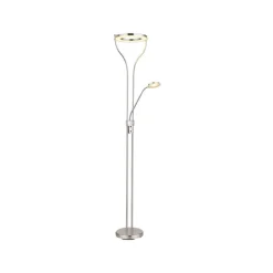 LED vloerlamp Ebro, hoogte 194 cm, nikkelkleurig, 2-lamps.
