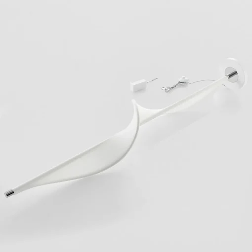LED vloerlamp Edano, 154 cm, wit, textiel, dimbaar