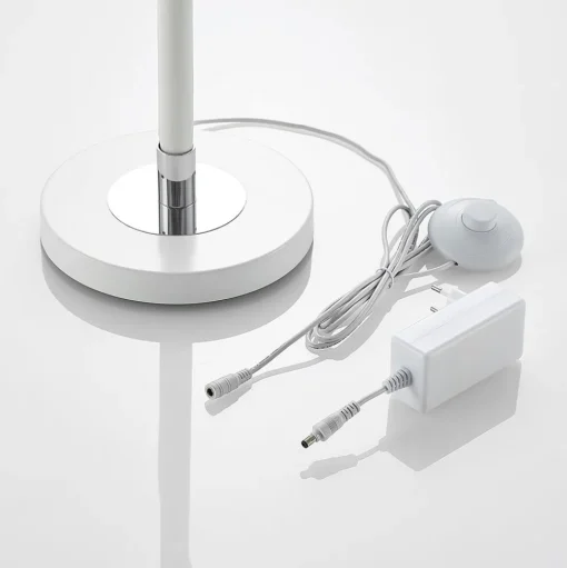 LED vloerlamp Edano, 154 cm, wit, textiel, dimbaar