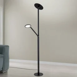 LED vloerlamp Fati, hoogte 181 cm, aluminium, leeslampje, dimmer, CCT