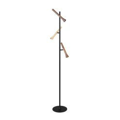 LED vloerlamp Fiato, 3-lamps, mat zwart, metaal, dimmer