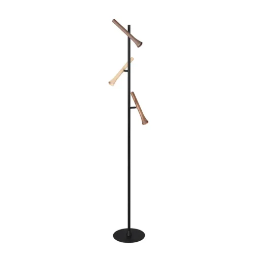LED vloerlamp Fiato, 3-lamps, mat zwart, metaal, dimmer