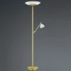 LED vloerlamp Findus, 2-lamps, messing