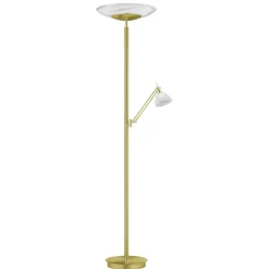 LED vloerlamp Findus, 2-lamps, messing