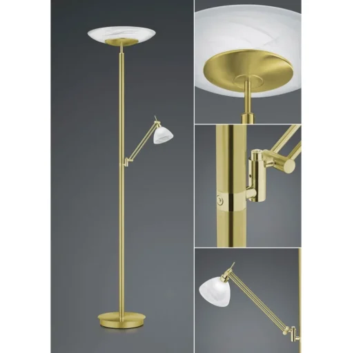 LED vloerlamp Findus, 2-lamps, messing