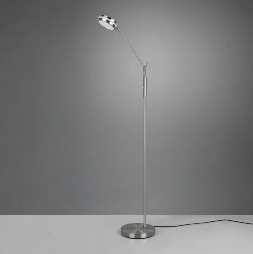 LED vloerlamp Franklin, sensordimmer, nikkel mat
