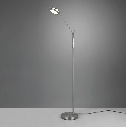 LED vloerlamp Franklin, sensordimmer, nikkel mat