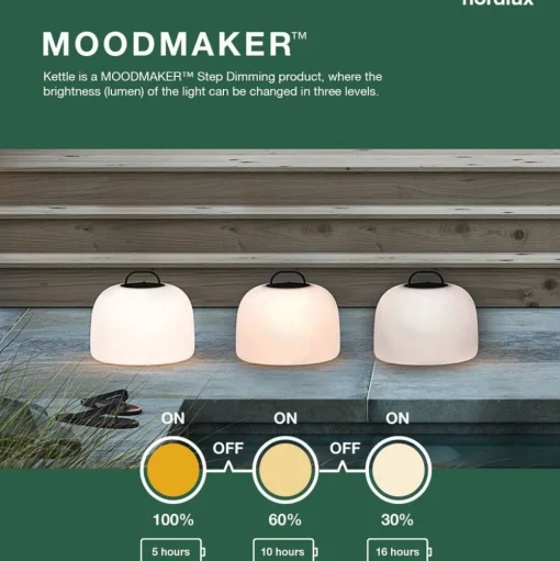 LED vloerlamp Kettle Tripod hout, kap 22cm