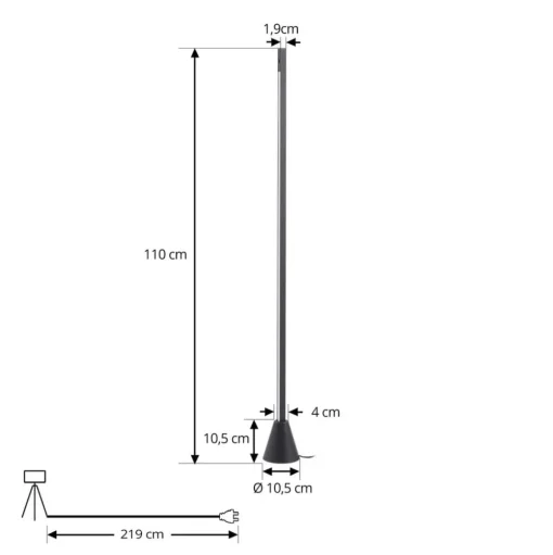 LED vloerlamp Linija, zwart, hoogte 110 cm, sensor