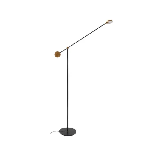 LED vloerlamp Lucande, Adomas, zwart/goud, ijzer, dimbaar