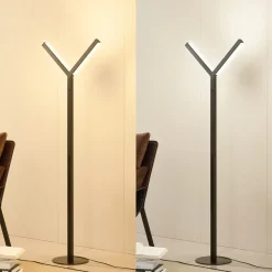 LED vloerlamp Lucande Ilian, zwart, metaal, CCT, dimbaar