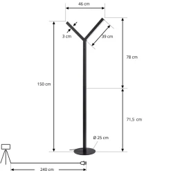 LED vloerlamp Lucande Ilian, zwart, metaal, CCT, dimbaar